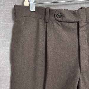 EC Tom James Pants 36 Brown Wool Flannel Pleated Cuffed‎ Dress Trousers Classic